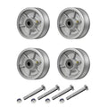 5" X 2" Sliding Gate Wheels（4 Pack）, Cast Iron V Groove Wheel with Roller Bearing-900 lbs Capacity, Rolling Gate Wheels, Sliding Gate Casters, Gate wheels for Metal Tube Gate, Silver