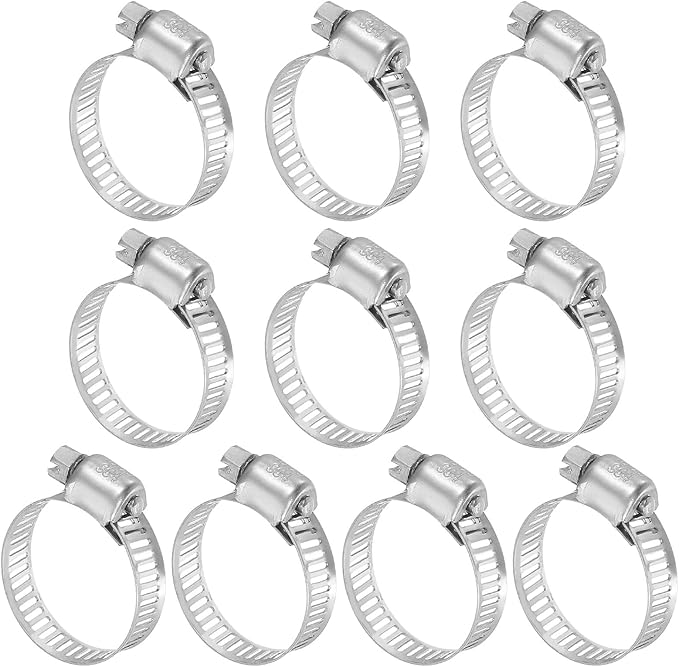 MECCANIXITY 1 Inch Stainless Steel Hose Clamp, Worm Gear Clamp Adjustable 5/8"-1"(16-25mm) Fuel Line Hose Clamps Duct Clamp for Pipe Plumbing Automotive Mechanical (Pack of 10)