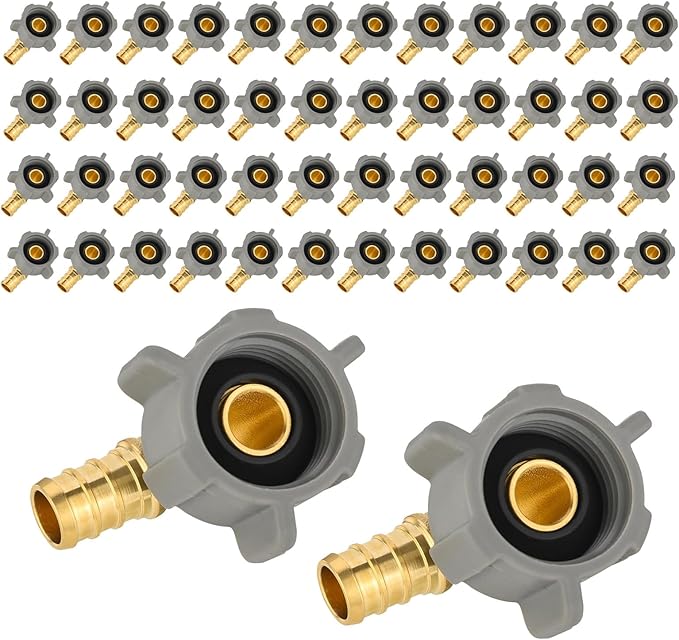 (Pack of 50) EFIELD 1/2 Inch Pex X 7/8 Inch Toilet Ballcock Swivel Elbow Adapter, Brass Plumbing Fittings,(PEX1807311-50PCS)