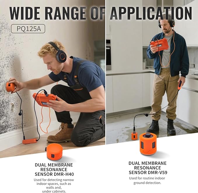 PQWT 125A Underground Water Leak Detector, Indoor Wall & Ground Water Pipe Leak Detection