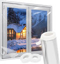Window Insulation Kit for Winter Fits up to 10 Windows, Plastic Window Winterizing Seal Kit 63 Inch×32 Ft with Double-Sided Tape, Heavy Duty Rolled Shrink Film Easy Installation, Clear
