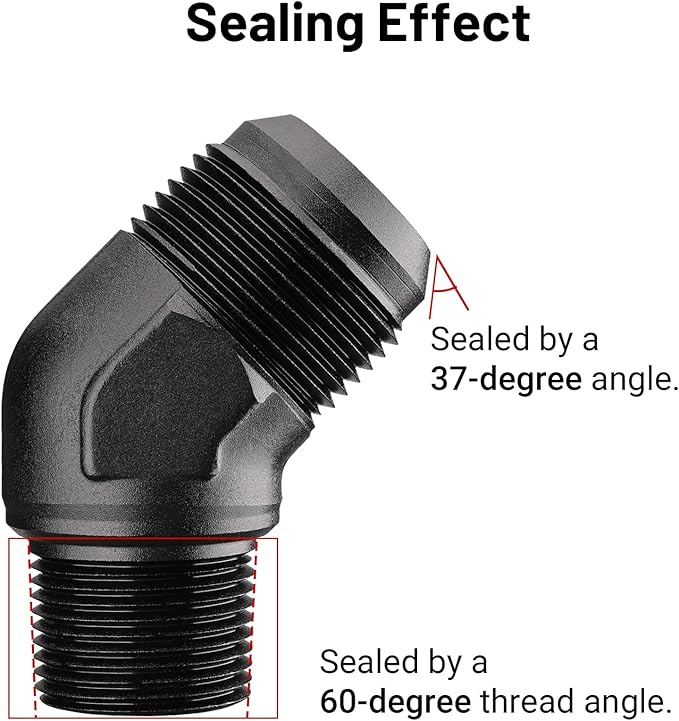 EVIL ENERGY 16AN Male Flare to 3/4" NPT Pipe 45 Degree Fitting Adapter Aluminum Black