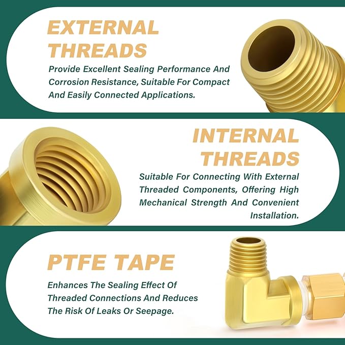 6PCS 1/2" Npt Male to Female 90 Degree Brass Pipe Fittings Barstock Street Elbow, 1/2" Npt Male x 1/2" Npt Female for oils, fuels, gases and liquids