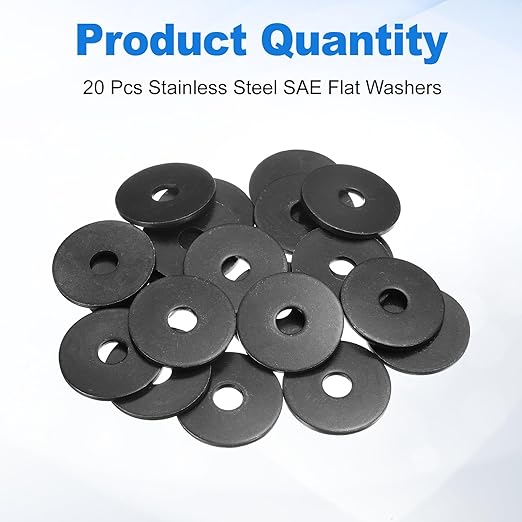 uxcell 20Pcs M10 Fender Washers, Carbon Steel Flat Washer 40mm OD, 3mm Thickness, Metal Gasket for Screws and Bolts, Black Oxide