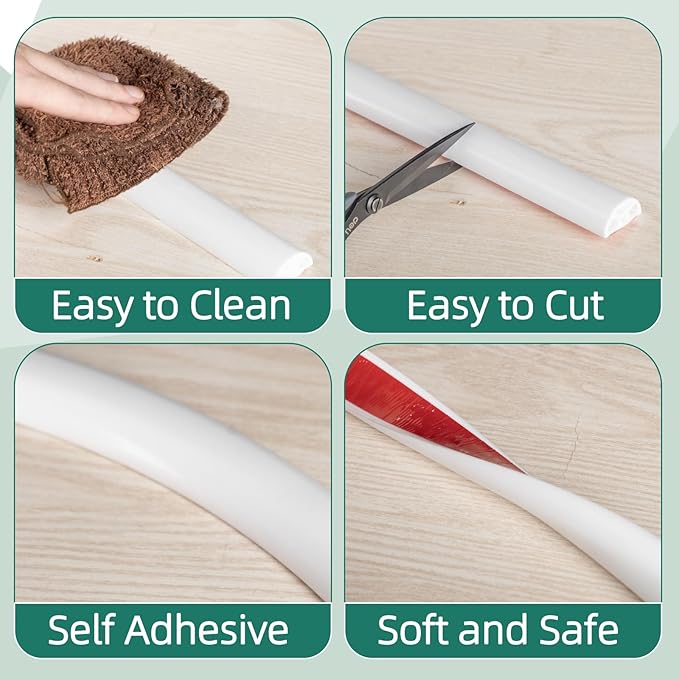 Shower Threshold Water Dam Shower Water Guard - 78 Inch Flexible Collapsible Waterproof Adjustable Bathroom Seal Strip, Self-Adhesive Shower Door Bottom Guard for Bathtub, Tile & Floor