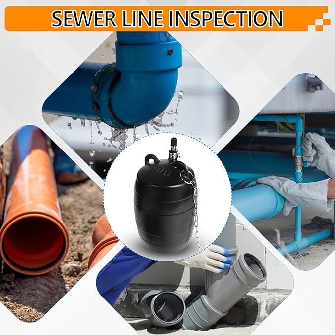 Inflatable Pipe Test Plug, with 19.7 or 39.37 Inch Quick-Install Extension Hose and Anti-Fall Iron Ring, Rubber Plumbing Balloon,2 Inch, 3 Inch, 4 Inch and 6 Inch (4 inch)
