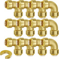 VEVOR Pipe Fittings, 1/2" 12PCS Brass Pipe Fittings, Elbow Push-Fit Pipe Connector Brass Air Fittings, Heavy Duty Plumbing Fittings Adapter for Heating/Shower Systems, Water Pipes