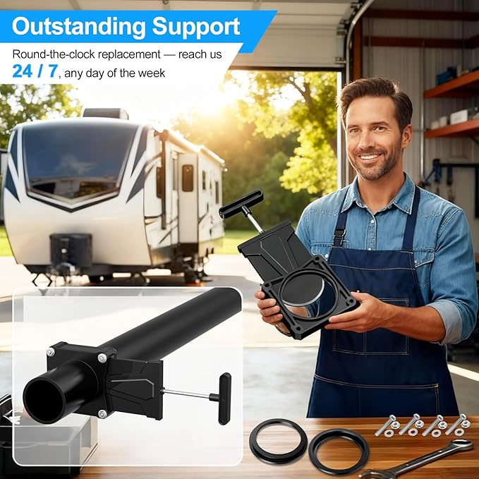 3" RV Waste Dump Gate Valve Body Black/Grey Tank Sewer Drain Knife Valve Plumbing Replacement for Campers Trailers Motorhomes