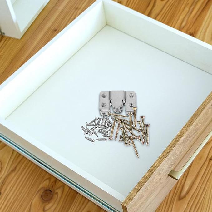 Stainless Steel Hanging Buckle and Interlocking Frame Hanger Heavy Duty Sectional Furniture Connectors with Screws for Picture Frame Mounting and Wall Display (4 Pairs, Large)