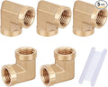 5pcs 1/4” Brass Fittings 90 Degree Barstock Street Elbow 1/4" NPT Female Pipe to 1/4" NPT Female Pipe 1/4 NPT Female Elbow Forged Brass Pipe Fittings