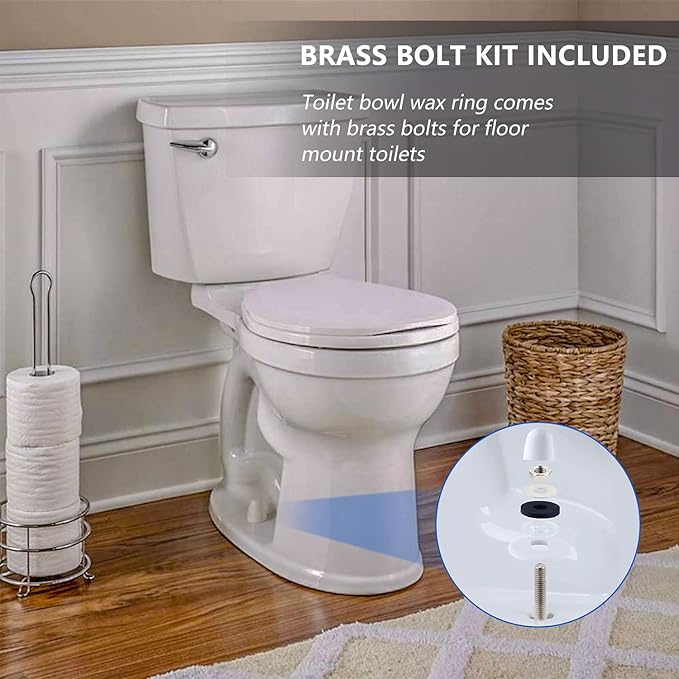 Extra Thick Wax Ring Toilet,with Flange and Bolts for Reinstallation of The Toilet, Fits 3-inch or 4-inch Waste Lines(2 PCS)