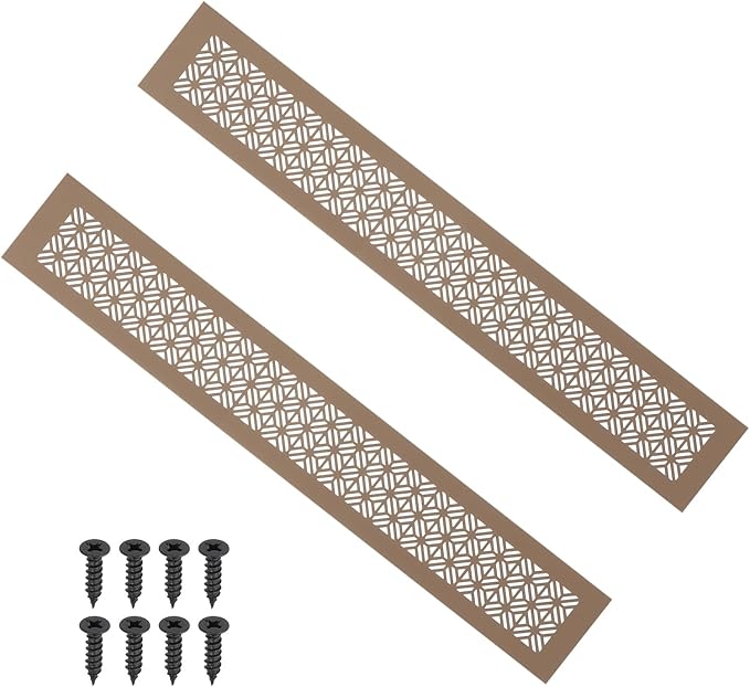 PATIKIL 20 x 3 Inch Door Air Vent Cover, 2 Pcs Heavy Duty Aluminum Grille Ventilation Cover Louvered with Mounting Screws for Cabinet Wardrobe Door, Brown