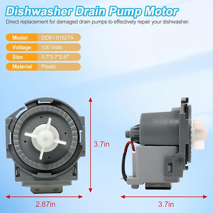 【2025】Upgraded DD81-01527A D.I.Accessa Original Equipment Manufacturer (OEM) Part Drain Pump Motor Replacement for Samsung Dishwasher DW80R5061 DW80R5060 Series（100% Authentic - No imitation）