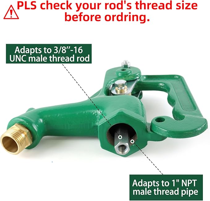 Frost Proof Yard Hydrant Head Assembly,Adapt to 3/8"-16 UNC Male Nut Rod with 1" NPT Male Thread Pipe,Frost Free Outdoor Faucet Freeze Proof Hydrant Head for Yard Farm Irrigation,Connect 3/4" Hose