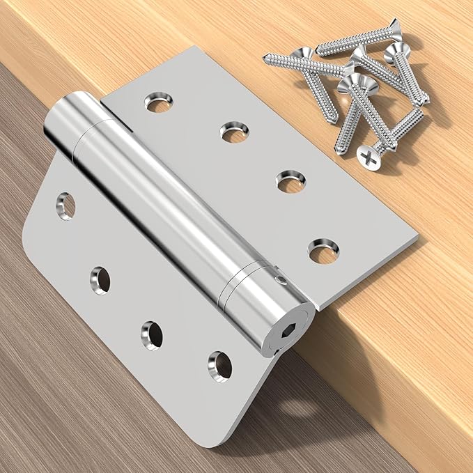 Hinges Self-Closing Door Hinges 4Inch 304 Stainless Steel Hinges Spring Hinge Heavy Duty Hinges with Square Rounded 5/8" Radius Corner Adjustable Tension 2 Pack