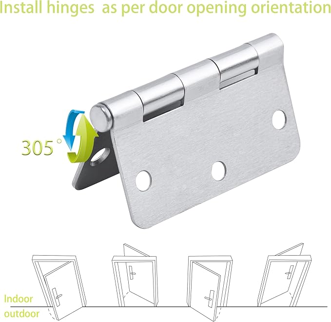 Door Hinge 3 1/2 Inch Interior Door Hinges Oil Rubbed Bronze 3.5 Inch Interior Hinges Flat Iron Hinge 3 ½"x 3 ½" Door Hardware 1/4" Radius -18 Pieces