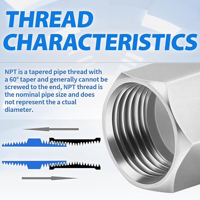 ChillWaves 304 Stainless steel Pipe Fitting, Hex End Cap Pipe Fitting，1-1/4" NPT Female，Thread Adapter(2-PACK)