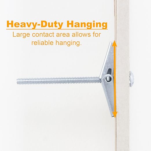 KURUI Hollow Wall Anchors Assorted Kit, 44Pc Heavy Duty Toggle Bolts and Wing Nut Kit, Drywall Anchors Assortment Set, Butterfly Anchors for Hanging Picture Curtain Rod Plant (1/8in, 3/16in, 1/4in)