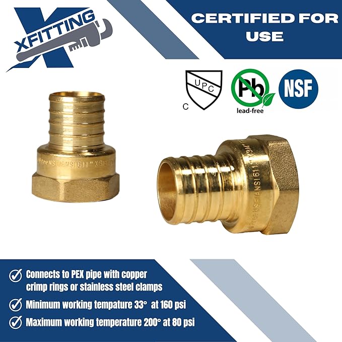 XFITTING 1 inch Pex x 3/4 inch Female NPT Adapter, 23-4-6=2X, 2 Pieces