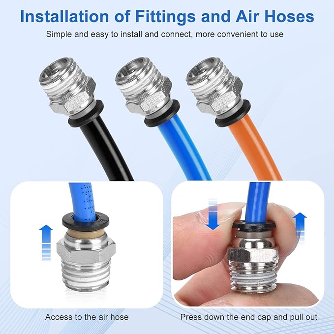 10 Pcs Push-to-Connect Fittings 1/4 Inch Tube OD x 1/4 Inch NPT Thread Pneumatic Male Straight Quick Connect Air line fittings…