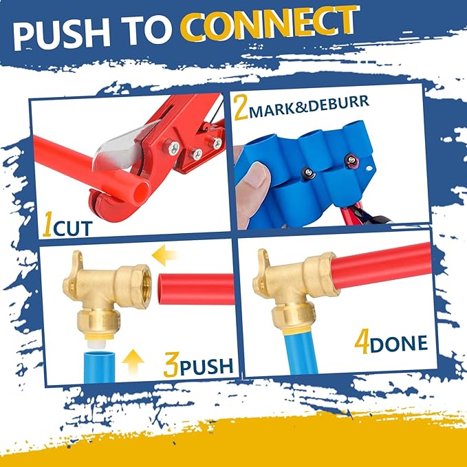 Push-fit Drop Ear Elbow,3/4 Inch Push Fit x 3/4 Inch Female NPT Drop-ear Elbow with Disconnect Clip, Push Fittings for Copper, PE-RT, CPVC Pipe(Pack of 2)(PF073-2Pack)