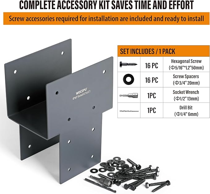 2 Pack Heavy Duty 6x6 (Actual 5.5"x5.5") Stainless Steel Post Caps Tie Bracket , Fit Connecting Wood Gazebo, Deck Patio Post and Wood Beams Bracket (Dark Ggray)