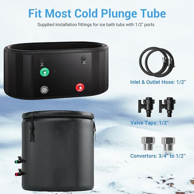 Cold Plunge Chiller 1HP, Ice Bath Chiller for Tub, WiFi Control, Built-in Water Filter and Circulation Water Pump, Ozone System, Schedule Timer, Recovery Chiller for Ice Bathtub
