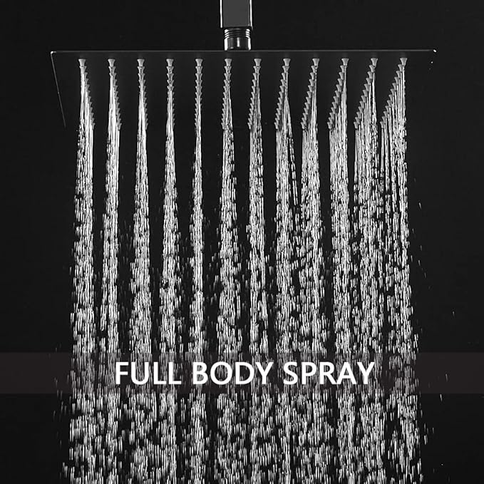 Matte Black Shower System Bathroom 16 Inch Rain Shower Head Ceiling Mount with Handheld Luxury High Pressure Shower Combo Set Shower Faucet Rough-in Valve Body and Trim Kit