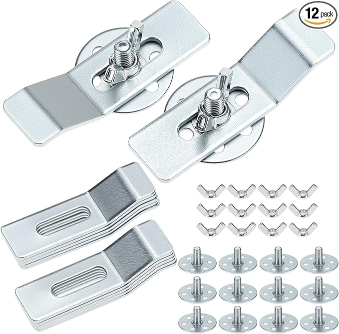 QWORK Sink Clips, 12 Pack Undermount Sink Mounting Bracket, Heavy-Duty Support Clamps for Kitchen & Bathroom Sinks Repair Kit, Silver