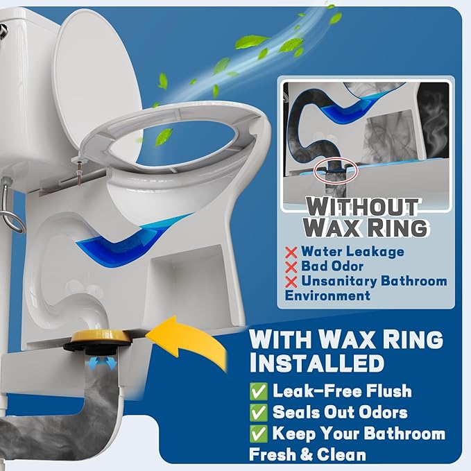NEEXAN Toilet Flange Repair Kit – Toilet Wax Ring Replacement Kit with Elastic Wax Ring, Rubber Toilet Gasket Seal Kit with Nuts, Washers & Bolt Caps