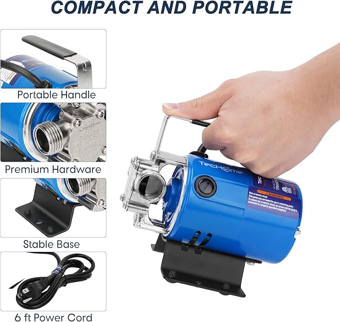 Pump with Hose, 115V 1/10HP 330GPH Power Water Pump Transfer Drain Pump, with Suction Hose Kit.