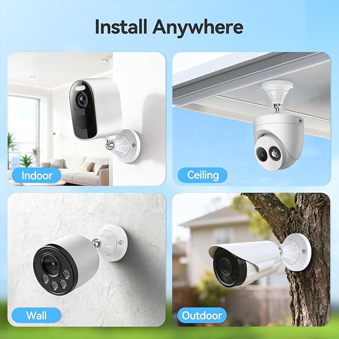 Magnetic Wall Mount for Security Cameras, Universal 1/4″ Screw, Adjustable Angle, Strong Magnet, No-Drill, Indoor/Outdoor, Tabletop & Wall Cameras, Compatible with Ring, Arlo, Wyze (White, 1 Pack)