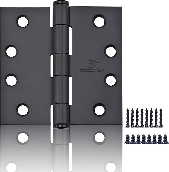 Matte Black Heavy Duty Door Hinge 4 X 4 Inch Commercial Hinges Square Corners Interior and Exterior Hardware for Doors Hinge 3 Pack