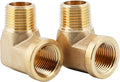 U.S. Solid 2pcs 90 Degree Barstock Street Elbow Brass Pipe Fitting 3/8" NPT Male Pipe to 3/8" NPT Female