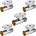 5-PCs HeSun Straight Stop Valve, 1/2" Sweat x 3/8" OD Compression Straight Stop, 1/4 Turn Shut Off Valve for Bathroom(VALVE093-5)