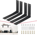 CLT Black Shelf Bracket, 8” Quarter Inch (1/5") Thick- Max Load: 220 lb Industrial Modern Farmhouse Heavy Duty Corner Brace Joint Right Angle Bracket for Table Bench, Space Saving DIY, Pack of 4