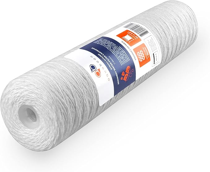 Aquaboon 1 Micron Whole House 20" x 4.5" String Wound Water Filter Replacement Cartridge for Well Water Compatible with SWC-25-2005, P5-20, 4-Pack