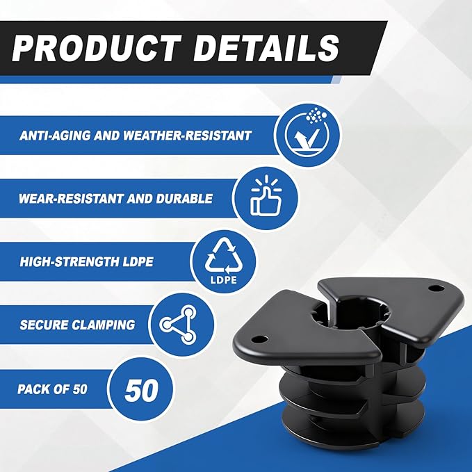 50 Pcs 1/2 Inch Thru Stud Isolation Clamp Durable Pipe Supports for PEX, Copper, Wood, CPVC Pipe Applications Sturdy Plastic Clamp for Long-lasting Reliability