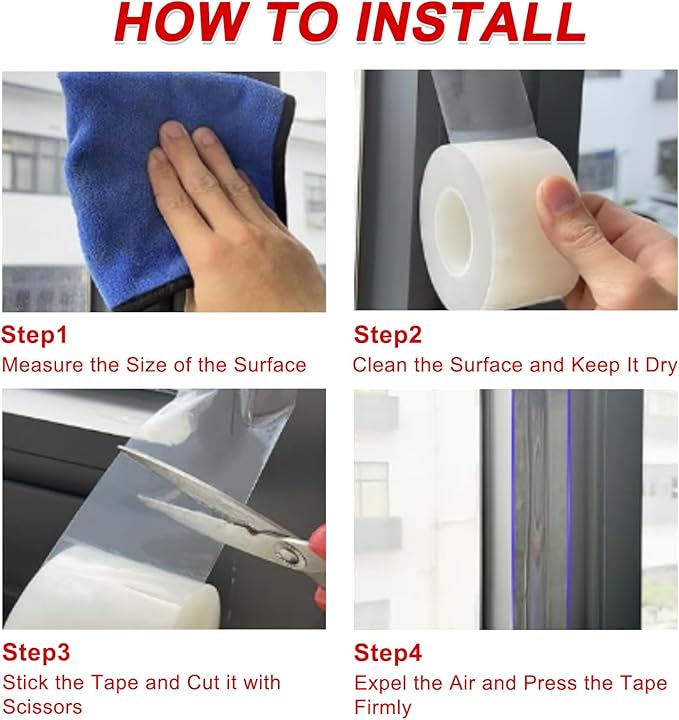 Transparent Window Seal Weather Sealing Tape 2 Inch x 35 Yards Weather Stripping Residue Free Clear Window Insulation Tape for Shower Glass Gaps and Doors Windproof Tape