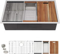32 Inch Undermount Kitchen Sink - Fulorni 32"x19" Kitchen Sink Undermount 16 Gauge 304 Stainless Steel Ledge Workstation Under Counter Single Bowl Basin