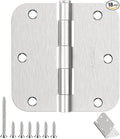 Door Hinges Brushed Nickel - 18 Pack Nickel Door Hinges 3.5 Inch Rounded Interior Satin Nickel Door Hinge with 5/8" Radius - Flat Iron Residential Standard 3 1/2 Inches Silver Door Hardware