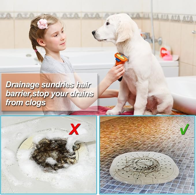 Hair Drain Catcher,Square Drain Cover for Shower Strong Adhesion Silicone Hair Stopper with Suction Cup,Easy to Install Suit for Bathroom,Bathtub,Kitchen 2 Pack (Jet Black White)