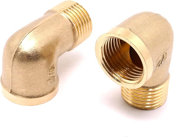 2pcs Brass Pipe Fitting 90 Degree Elbow 1/2" NPT Male to 1/2" NPT Female Pipe Fittings