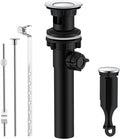 KENES Bathroom Sink Drain Stopper with Lift Rod, Chrome Sink Drain with Overflow, Lavatory Pop Up Drain Assembly for Bathroom Vanity Sink, LJ-P701-5