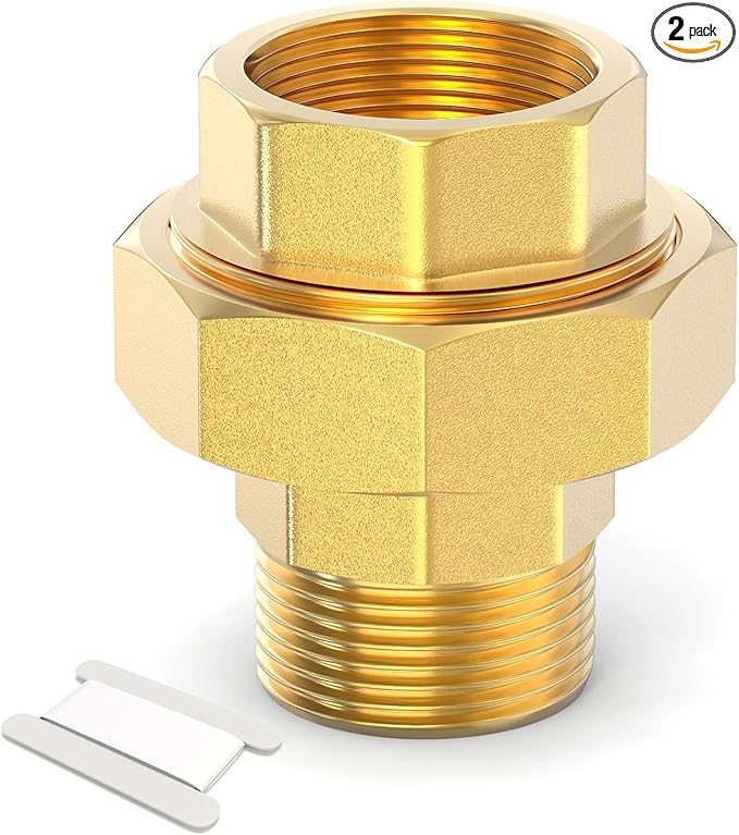 TAISHER 2PCS Brass Union，1" NPT Male x 1" NPT Female Brass Pipe Fitting