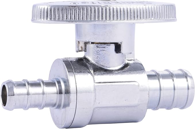 SharkBite 1/2 Inch x 3/8 Inch Crimp Multi-Turn Straight Stop, Brass Plumbing Fitting, PEX Pipe, PE-RT, 23062LF