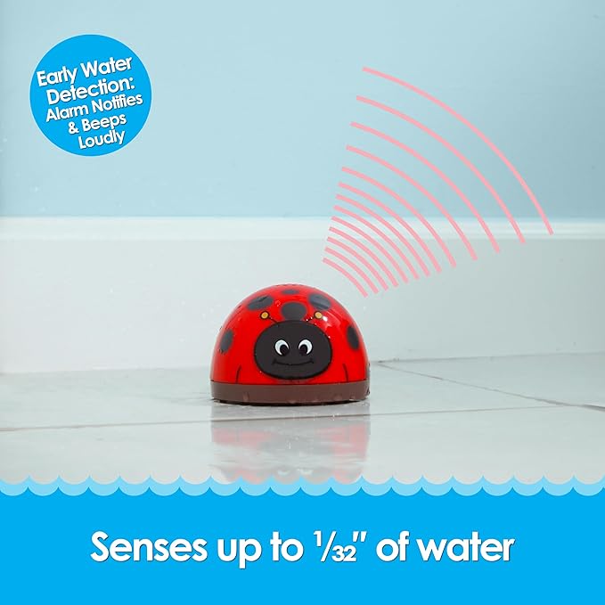 Water Leak Bug Monitoring Sensor with Alarm 6 Pack - Electronic Flood Detector for Kitchen & Basement- Detects as Little as 1/32" of Liquid - Overflow Alert Beeps Loudly - XMAS Gift for New Homeowners