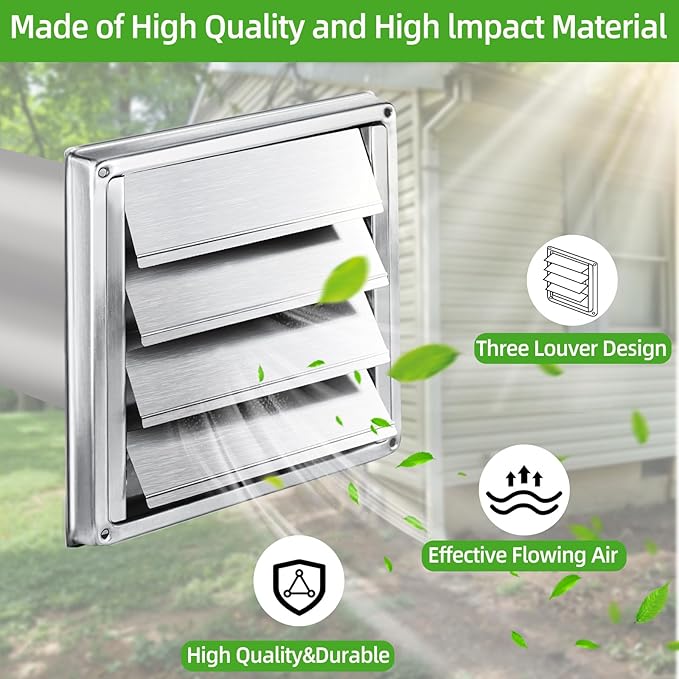 Dryer Vent Kit Through Wall with Hose/Duct Connector/Plate,4 Inch Stainless Steel Dryer Vent Hose Connector Wall Ducting Kit for Bathroom Exhaust Fans AC Ventilation,Ceiling Washer Air Circulation
