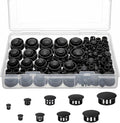 200Pcs Plastic Hole Plugs - 9-Size 1/5" 1/4" 5/16" 3/8" 1/2" 5/8" 3/4" 7/8" 1" Round Nylon Screw Hole Plug, Panel Knockout Locking Plugs, Insert End Caps for Furniture Kitchen Cabinet(Black)