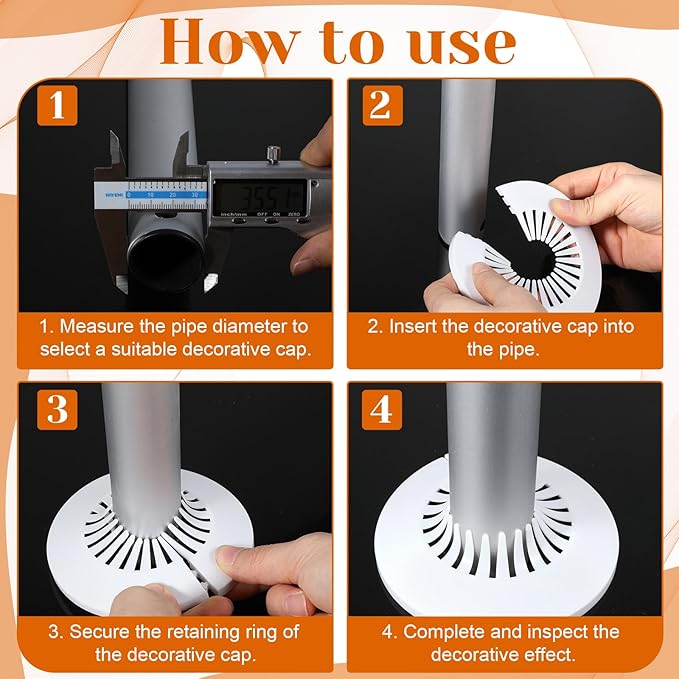 6 PCS Plumbing Cover Plates, 2 Size, Plastic Escutcheon Plate Flange Pipe Covers Larger Trim Rings Plastic Radiator Escutcheon Water Pipe Cover for Bathroom (Apply 0.4" to 1.14"/1.18" to 2.16")